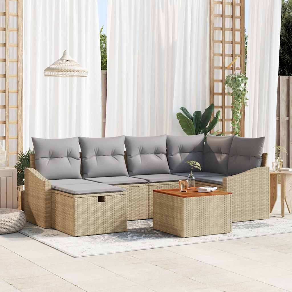 Tuin Sofa Set Met Kussen Met Opslag 7 Pcs Poly Riet