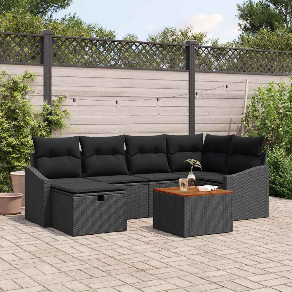 Tuin Sofa Set Met Kussen Met Opslag 7 Pcs Poly Riet