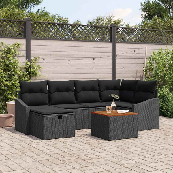 Tuin Sofa Set Met Kussen Met Opslag 7 Pcs Poly Riet