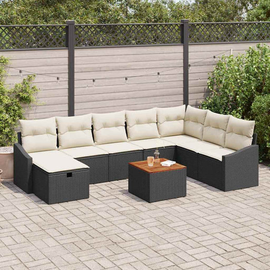 Tuin Sofa Set Met Kussen Met Opslag 9 Pcs Poly Riet