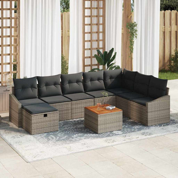 Tuin Sofa Set Met Kussen Met Opslag 9 Pcs Poly Riet
