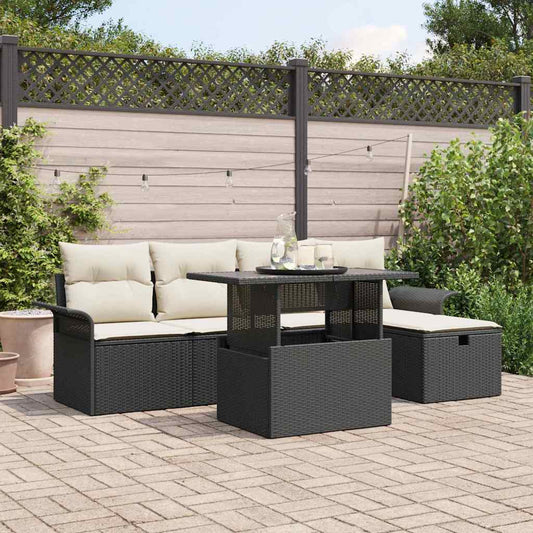 Tuin Sofa Set Met Kussen Met Opslag 6 Pcs Poly Riet