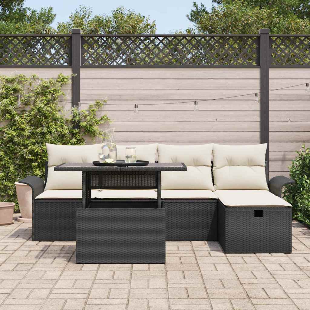 Tuin Sofa Set Met Kussen Met Opslag 6 Pcs Poly Riet