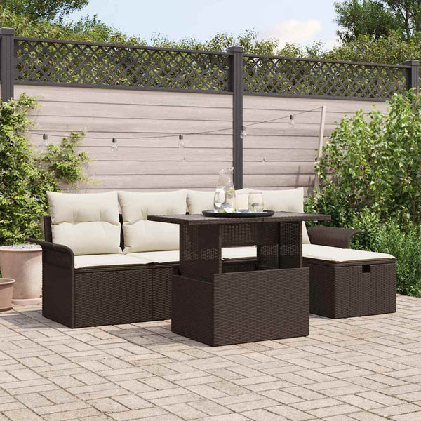 Tuin Sofa Set Met Kussen Met Opslag 6 Pcs Poly Riet