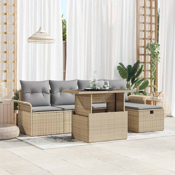 Tuin Sofa Set Met Kussen Met Opslag 6 Pcs Poly Riet