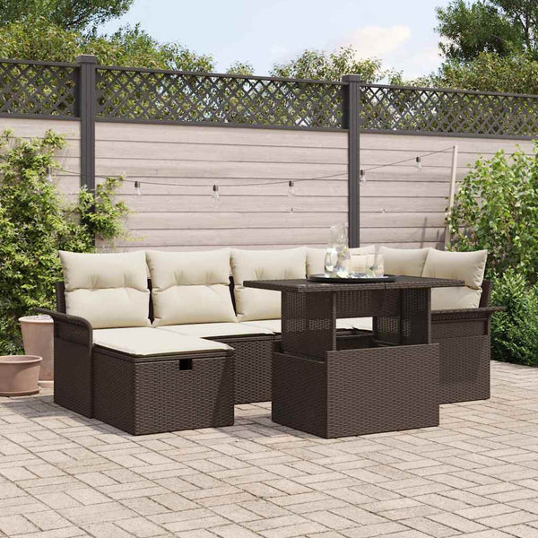 Tuin Sofa Set Met Kussen Met Opslag 7 Pcs Poly Riet