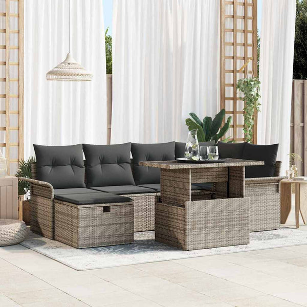 Tuin Sofa Set Met Kussen Met Opslag 7 Pcs Poly Riet