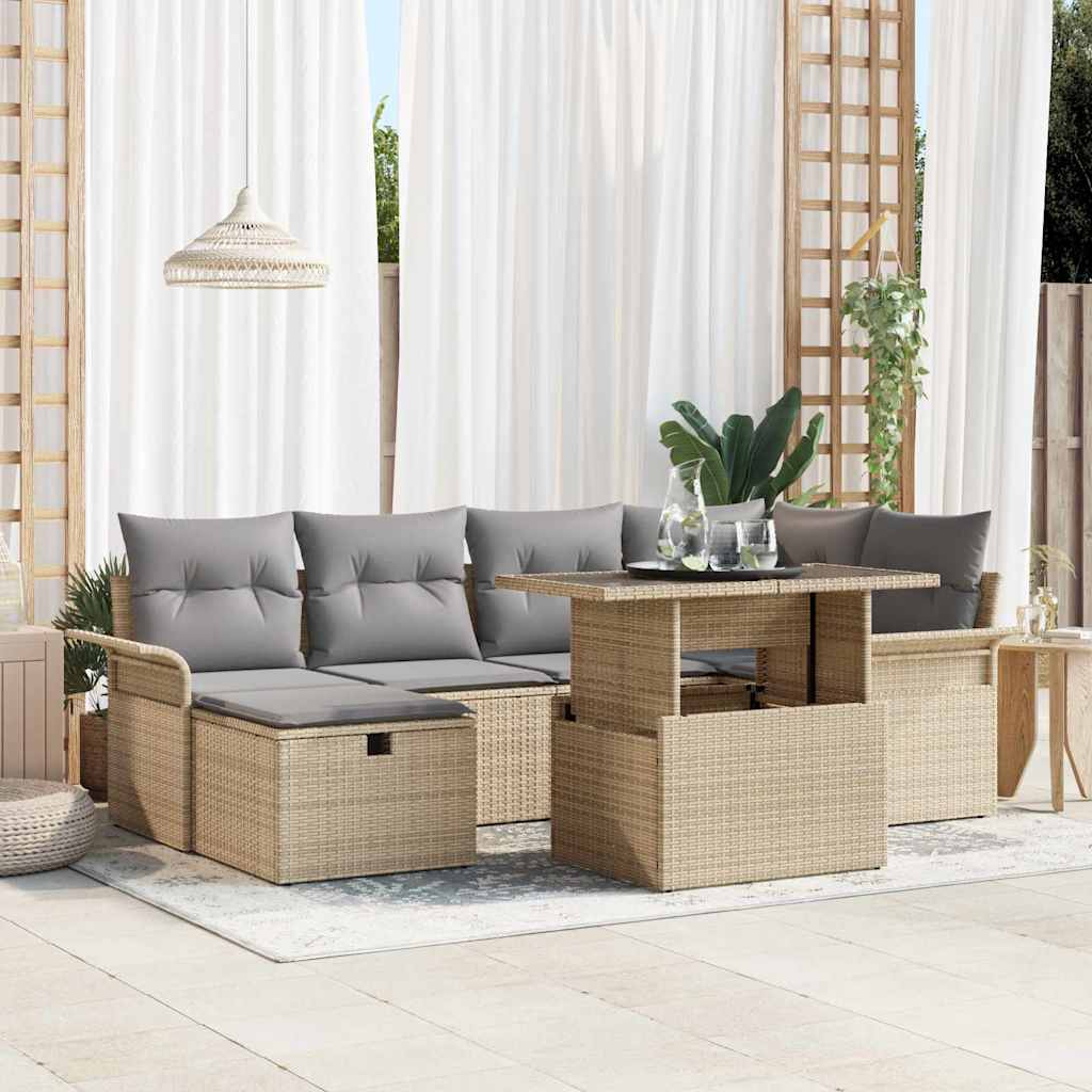 Tuin Sofa Set Met Kussen Met Opslag 7 Pcs Poly Riet