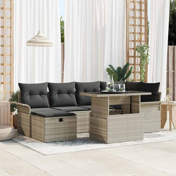 Tuin Sofa Set Met Kussen Met Opslag 7 Pcs Poly Riet