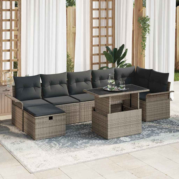 Tuin Sofa Set Met Kussen Met Opslag 8 Pcs Poly Riet