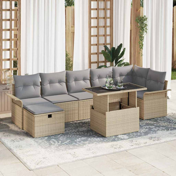 Tuin Sofa Set Met Kussen Met Opslag 8 Pcs Poly Riet