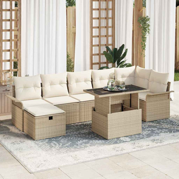 Tuin Sofa Set Met Kussen Met Opslag 8 Pcs Poly Riet