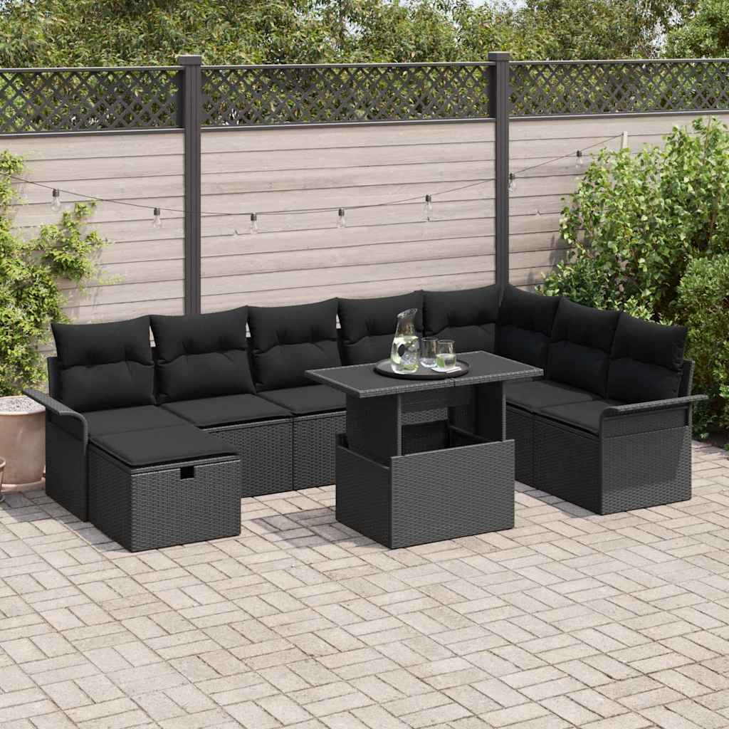 Tuin Sofa Set Met Kussen Met Opslag 9 Pcs Poly Riet