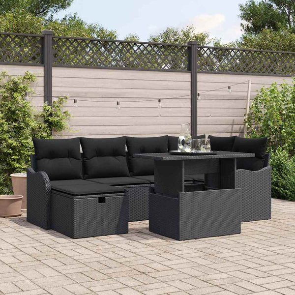 Tuin Sofa Set Met Kussen Met Opslag 7 Pcs Poly Riet