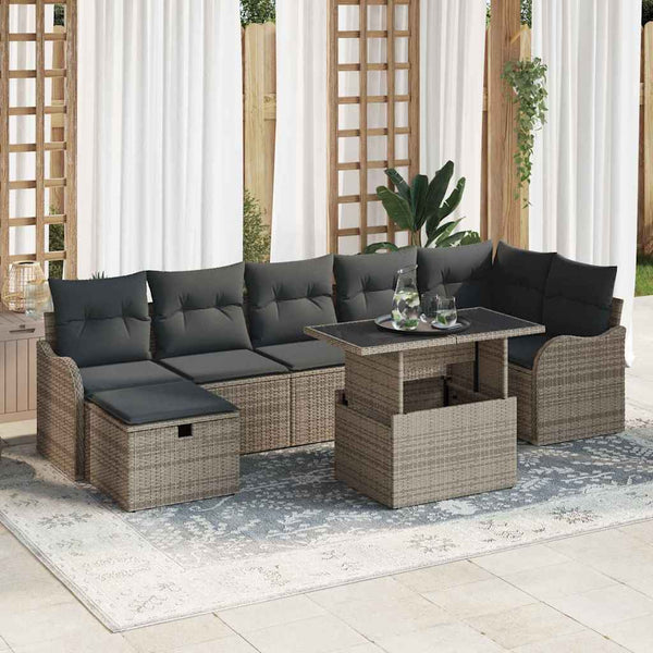 Tuin Sofa Set Met Kussen Met Opslag 8 Pcs Poly Riet