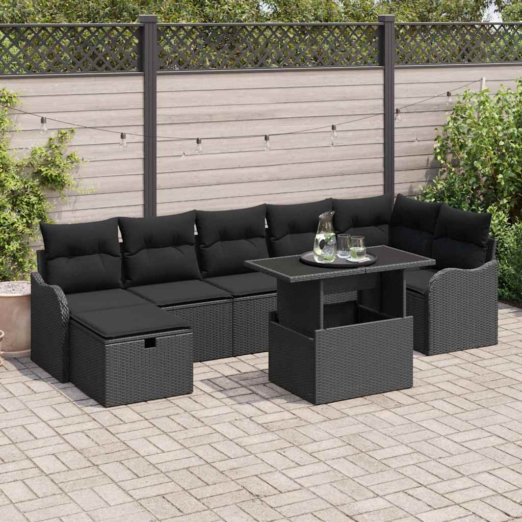 Tuin Sofa Set Met Kussen Met Opslag 8 Pcs Poly Riet