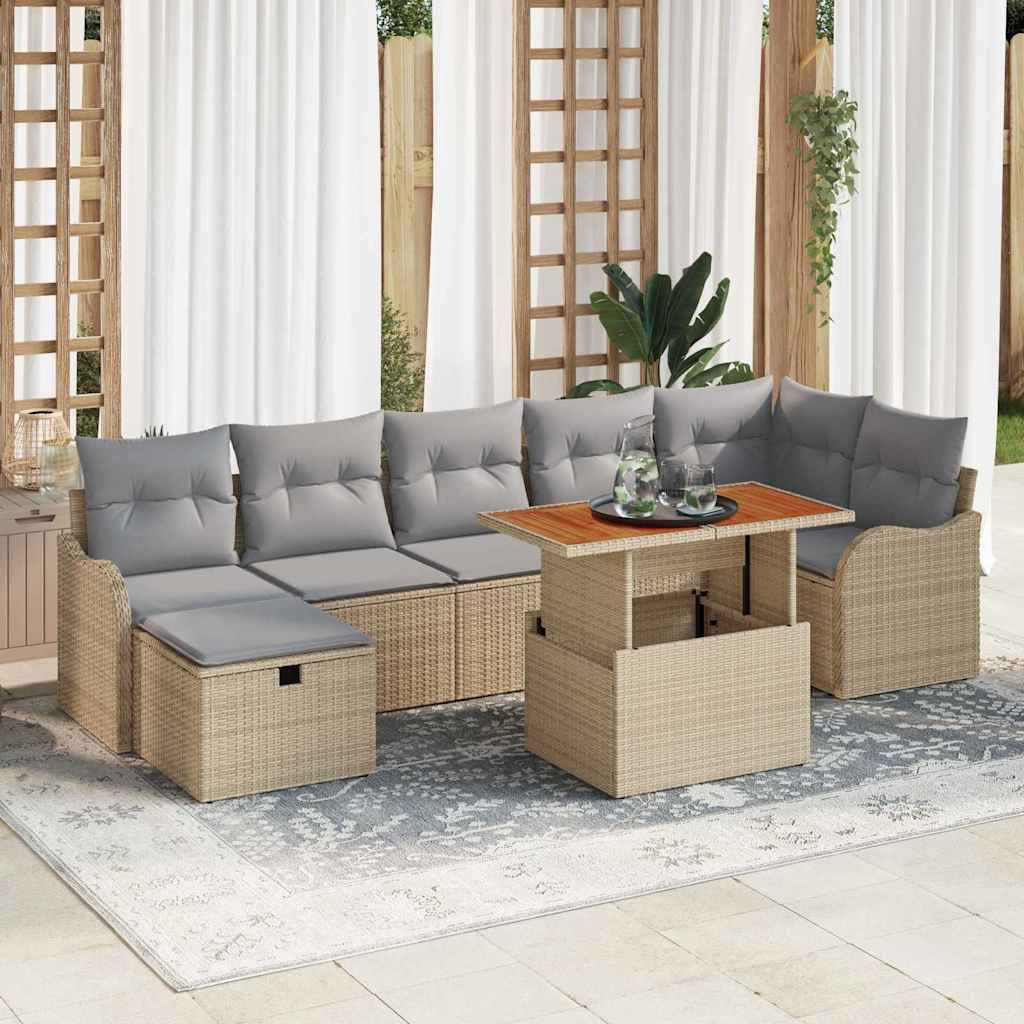 Tuin Sofa Set Met Kussen Met Opslag 8 Pcs Poly Riet