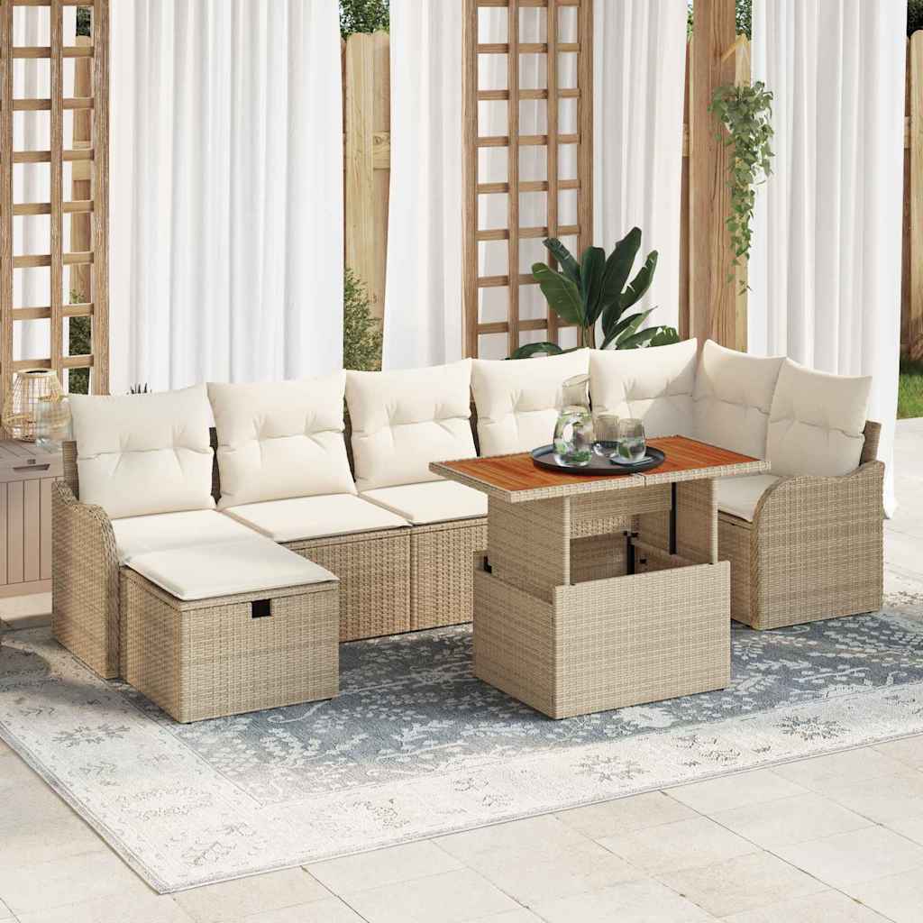 Tuin Sofa Set Met Kussen Met Opslag 8 Pcs Poly Riet