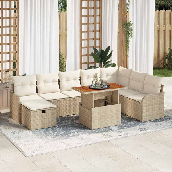 Tuin Sofa Set Met Kussen Met Opslag 9 Pcs Poly Riet