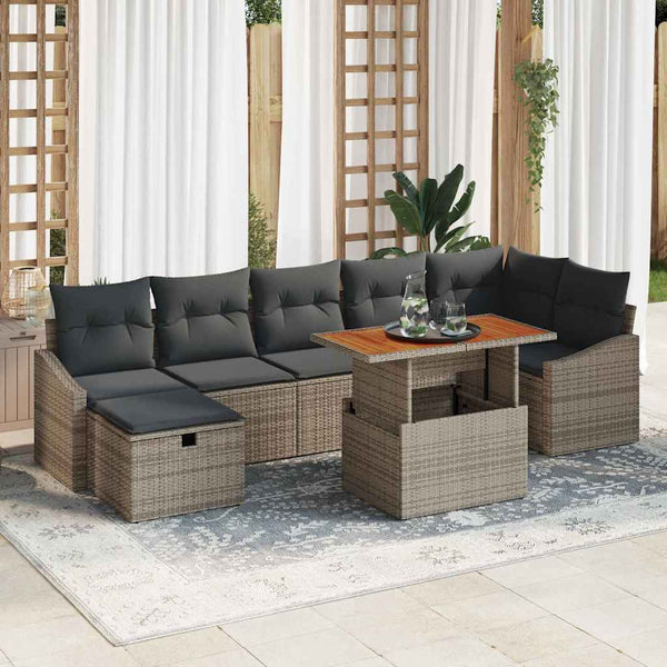 Tuin Sofa Set Met Kussen Met Opslag 8 Pcs Poly Riet