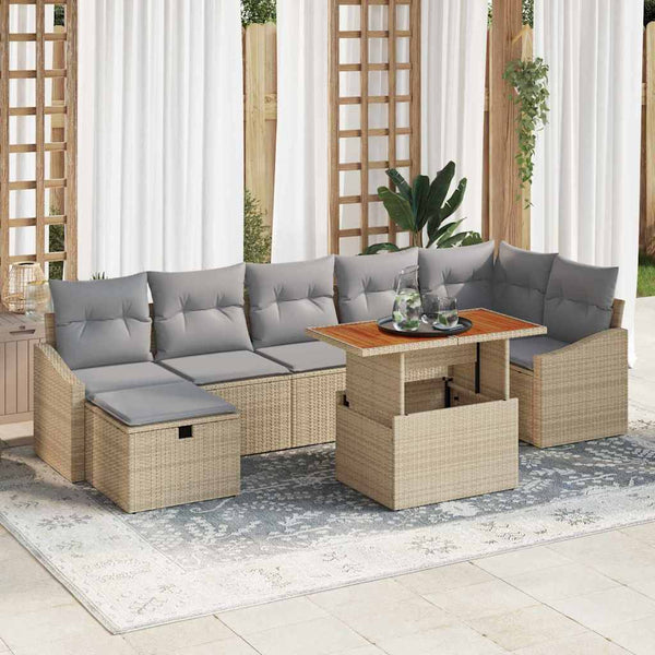 Tuin Sofa Set Met Kussen Met Opslag 8 Pcs Poly Riet