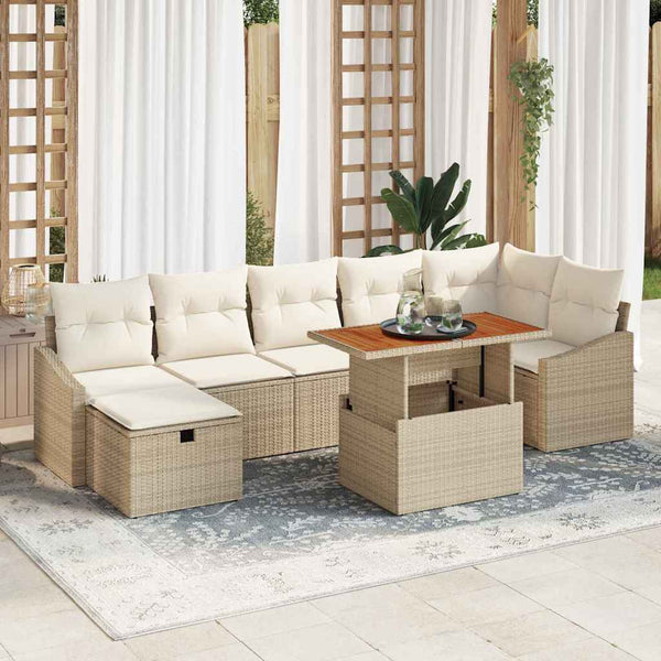 Tuin Sofa Set Met Kussen Met Opslag 8 Pcs Poly Riet
