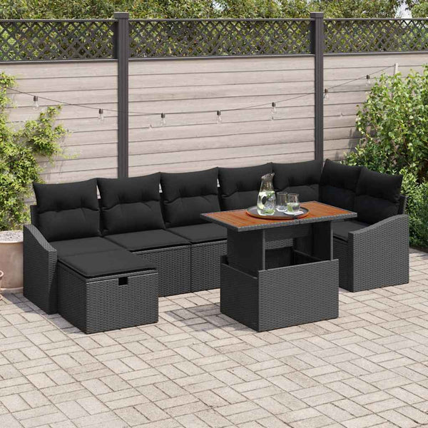 Tuin Sofa Set Met Kussen Met Opslag 8 Pcs Poly Riet