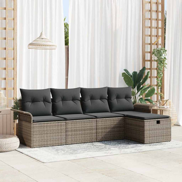 Tuin Sofa Set Met Kussen Met Opslag 5 Pcs Poly Riet