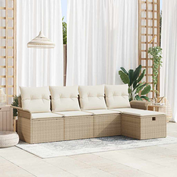Tuin Sofa Set Met Kussen Met Opslag 5 Pcs Poly Riet