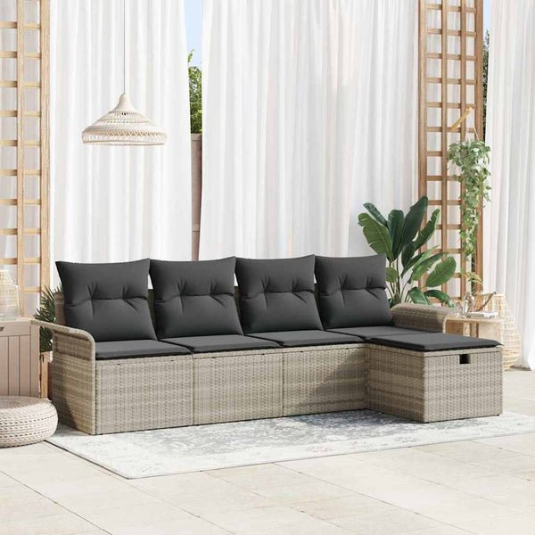 Tuin Sofa Set Met Kussen Met Opslag 5 Pcs Poly Riet