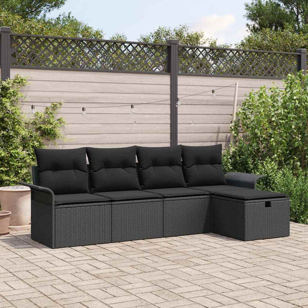 Tuin Sofa Set Met Kussen Met Opslag 5 Pcs Poly Riet