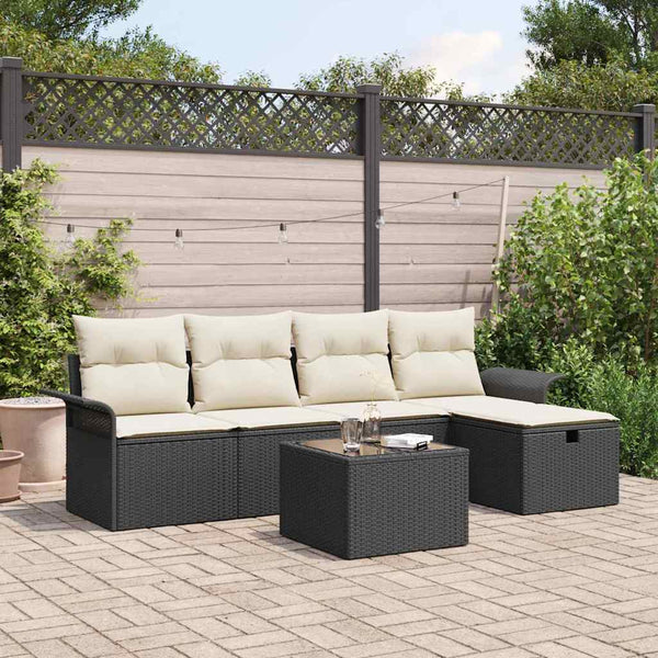 Tuin Sofa Set Met Kussen Met Opslag 5 Pcs Poly Riet