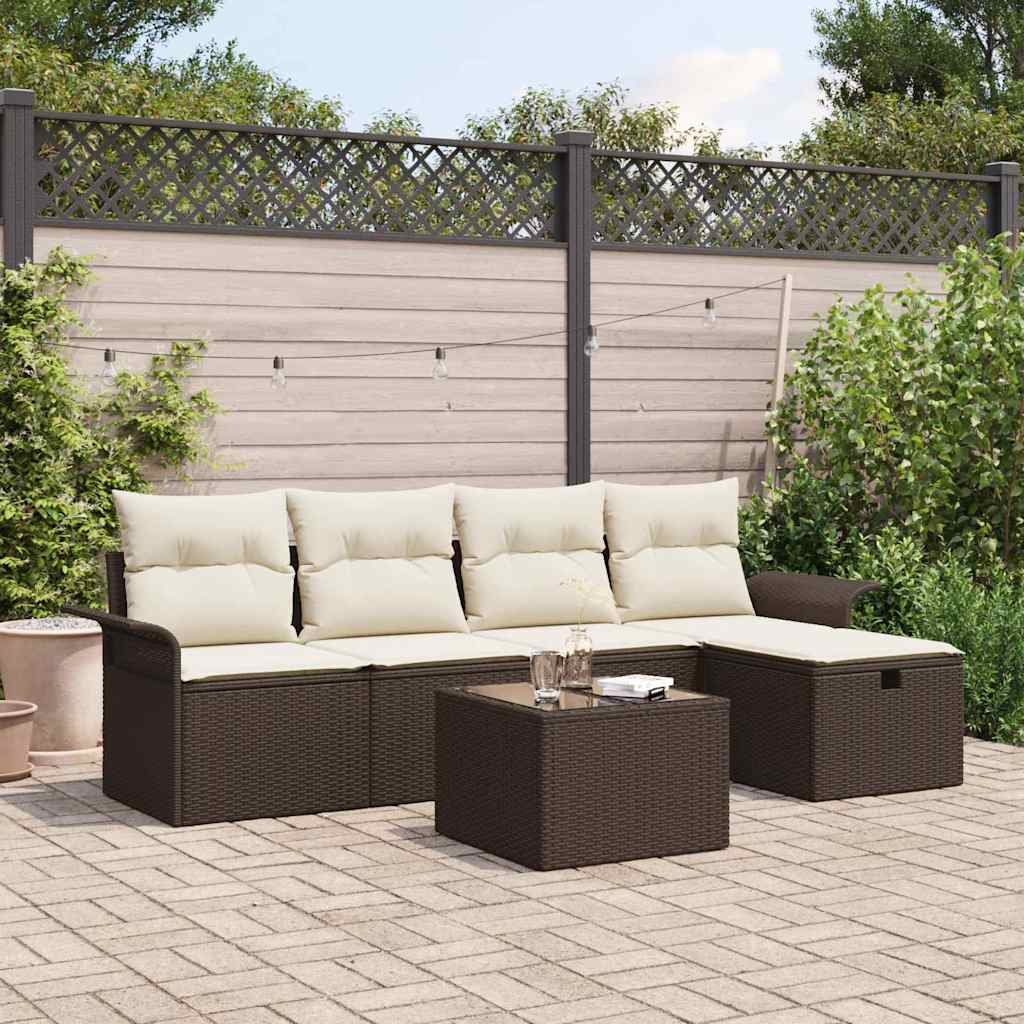 Tuin Sofa Set Met Kussen Met Opslag 5 Pcs Poly Riet