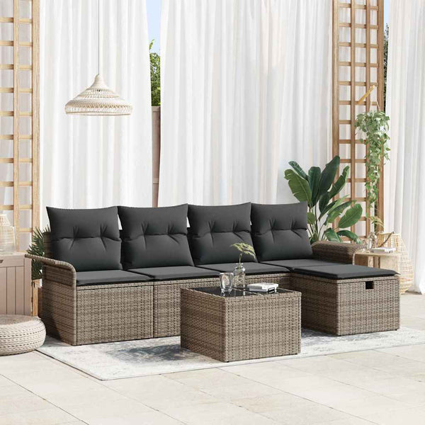Tuin Sofa Set Met Kussen Met Opslag 5 Pcs Poly Riet