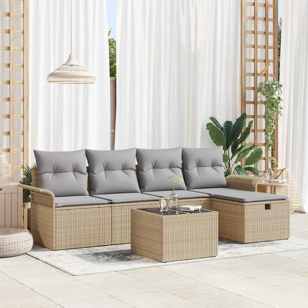 Tuin Sofa Set Met Kussen Met Opslag 5 Pcs Poly Riet