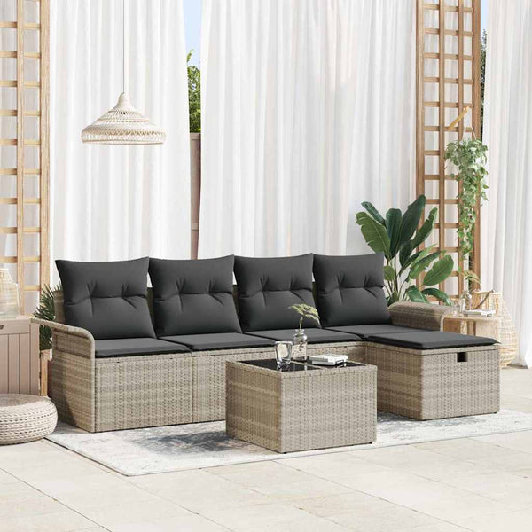 Tuin Sofa Set Met Kussen Met Opslag 5 Pcs Poly Riet