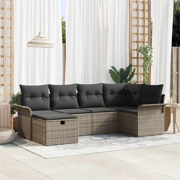 Tuin Sofa Set Met Kussen Met Opslag 6 Pcs Poly Riet