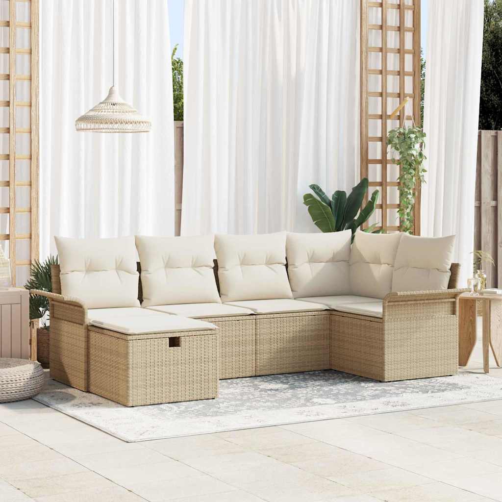 Tuin Sofa Set Met Kussen Met Opslag 6 Pcs Poly Riet