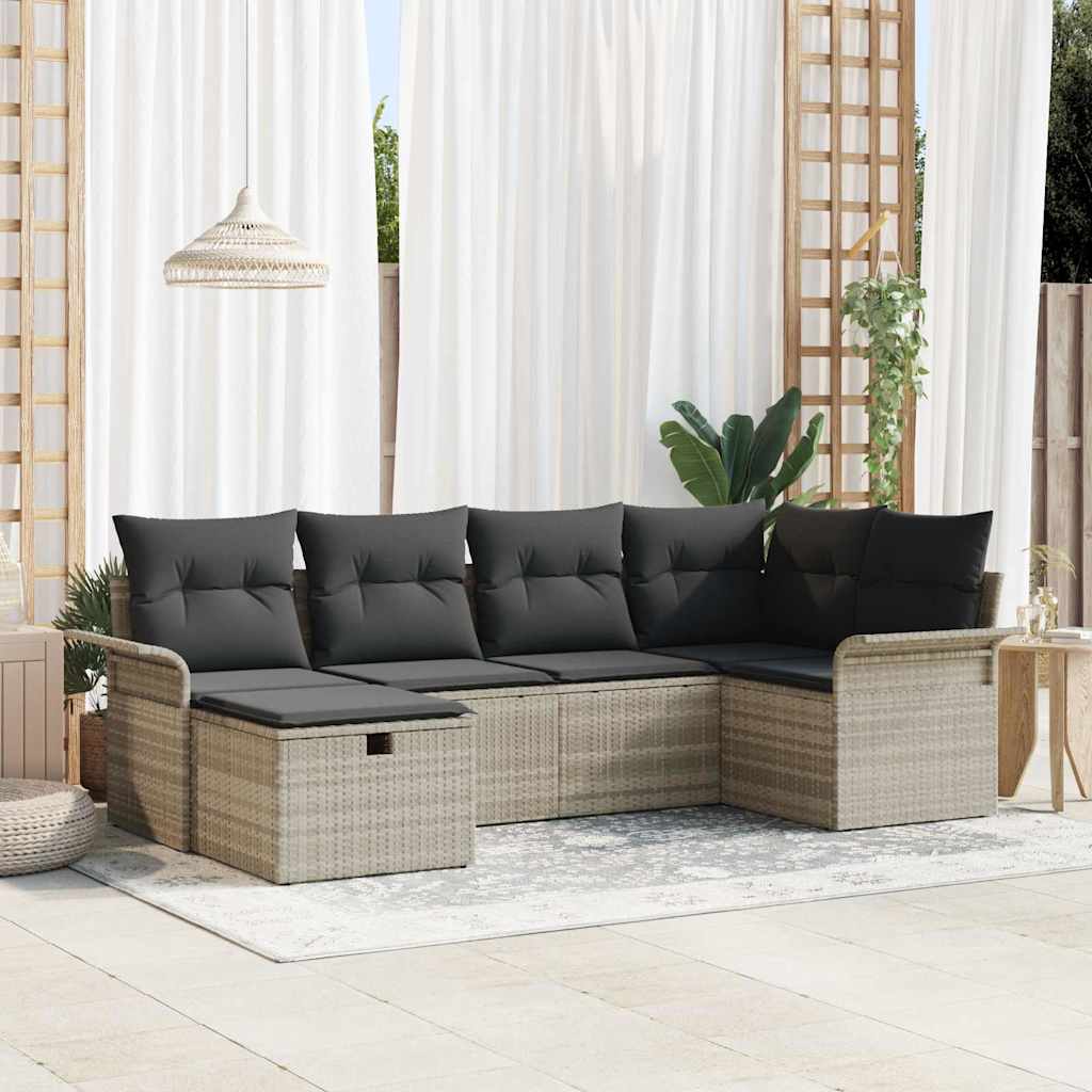 Tuin Sofa Set Met Kussen Met Opslag 6 Pcs Poly Riet