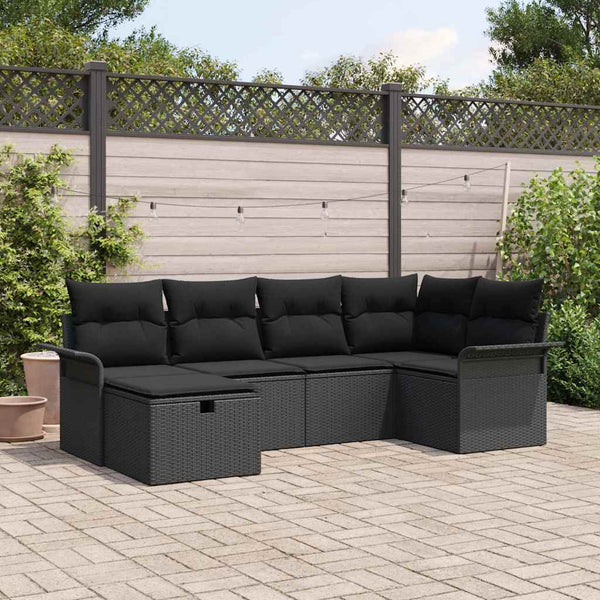 Tuin Sofa Set Met Kussen Met Opslag 6 Pcs Poly Riet