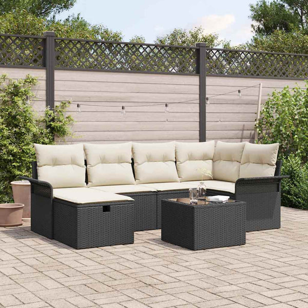 Tuin Sofa Set Met Kussen Met Opslag 6 Pcs Poly Riet