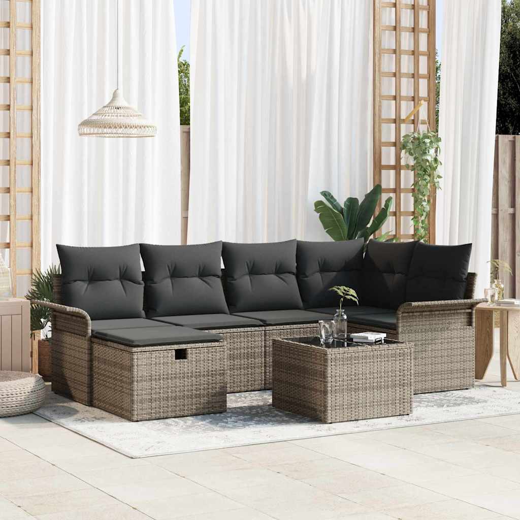 Tuin Sofa Set Met Kussen Met Opslag 6 Pcs Poly Riet