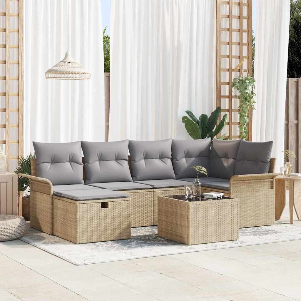 Tuin Sofa Set Met Kussen Met Opslag 6 Pcs Poly Riet