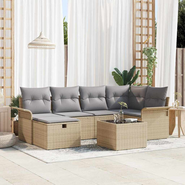 Tuin Sofa Set Met Kussen Met Opslag 6 Pcs Poly Riet