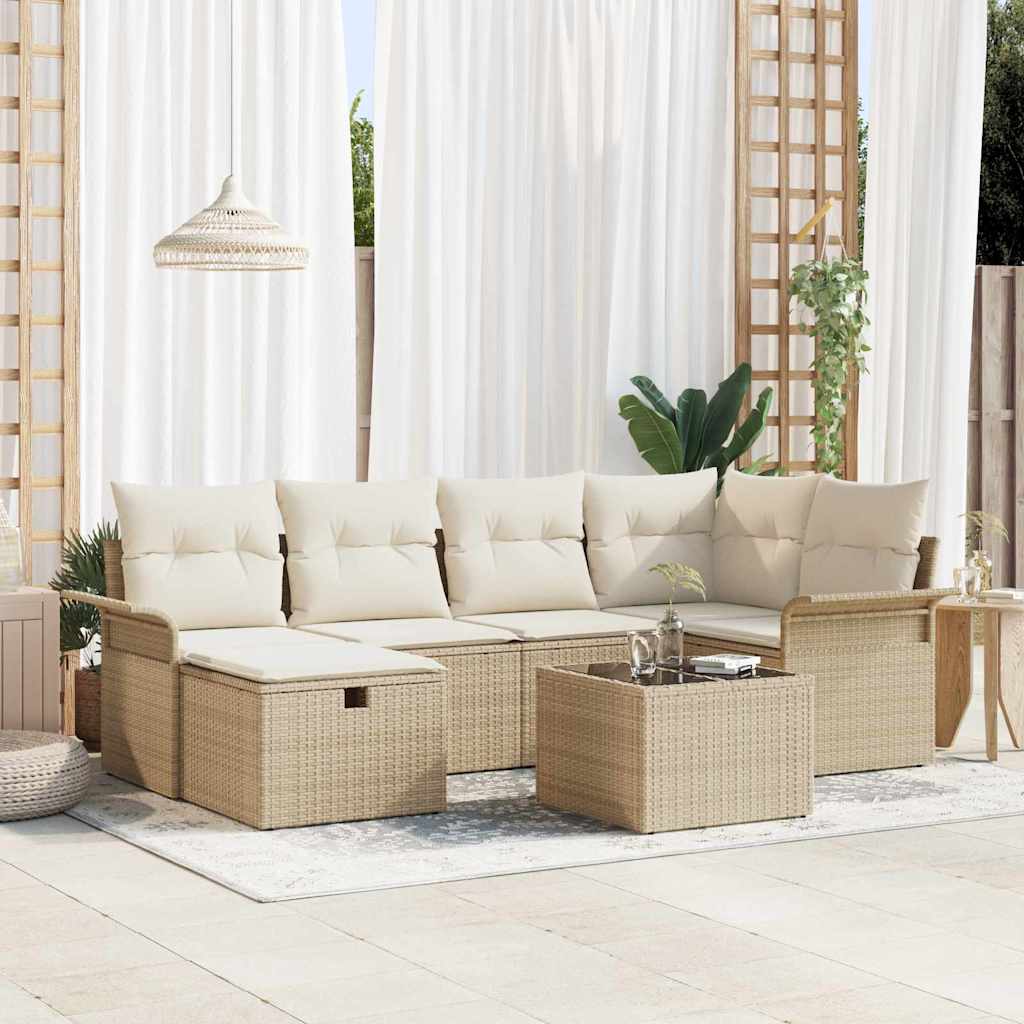Tuin Sofa Set Met Kussen Met Opslag 6 Pcs Poly Riet