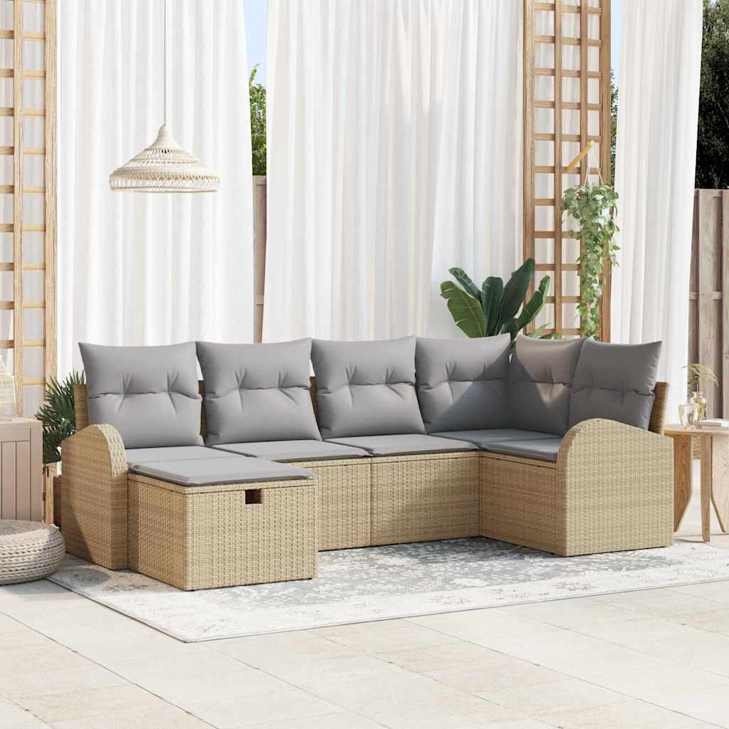 Tuin Sofa Set Met Kussen Met Opslag 6 Pcs Poly Riet