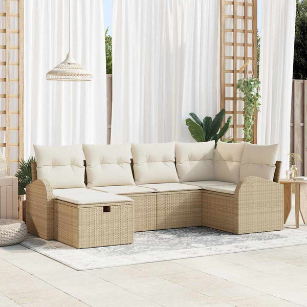 Tuin Sofa Set Met Kussen Met Opslag 6 Pcs Poly Riet
