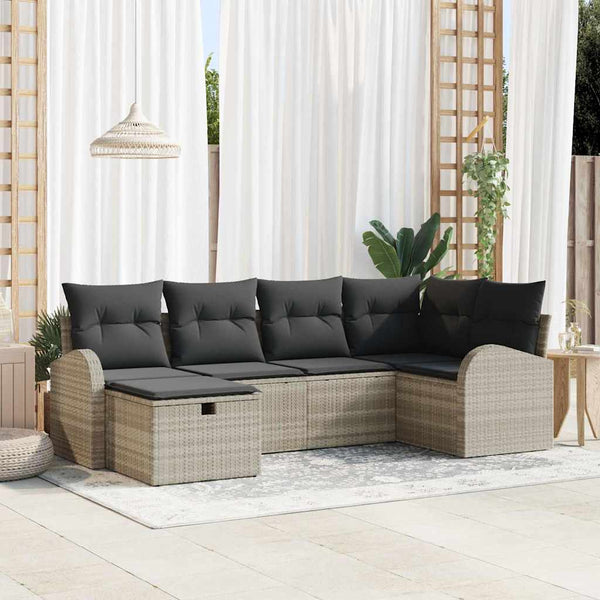 Tuin Sofa Set Met Kussen Met Opslag 6 Pcs Poly Riet