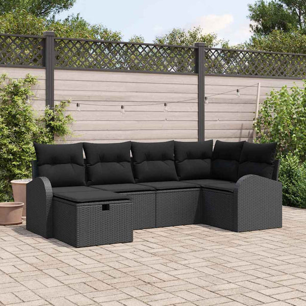 Tuin Sofa Set Met Kussen Met Opslag 6 Pcs Poly Riet
