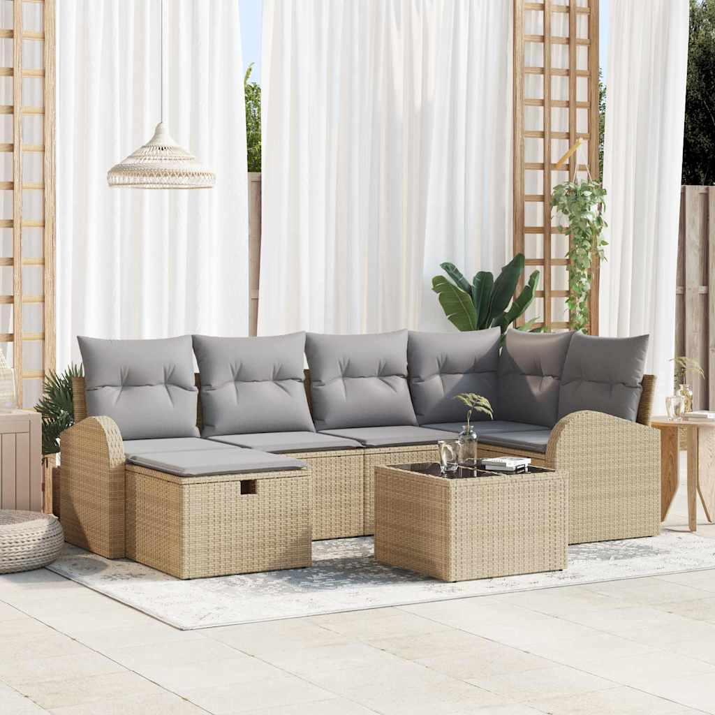 Tuin Sofa Set Met Kussen Met Opslag 6 Pcs Poly Riet